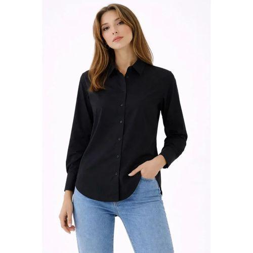 Uzun Kollu Gömlek Düğmeli Klasik Yaka Günlük Ve Ofis Şıklığına Uygun - Siyah