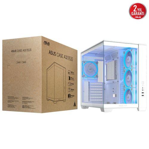 ASUS A32 PLUS M-ATX 3.2 GEN 2X1 TYPE C PORTU VE 360MM AIO CPU SOĞUTUCU &amp; 420MM EKRAN KARTIYLA UYUMLU BEYAZ