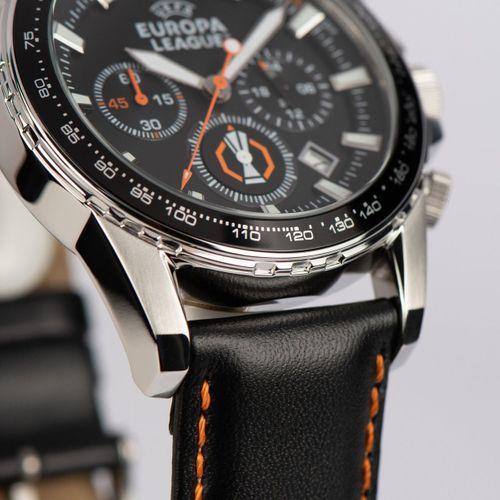Jacques Lemans JL.EL-102A Uefa Europa League Quartz Deri Siyah 44 mm Erkek Kol Saati