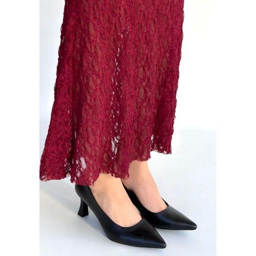 Mırta Siyah Cilt Topuklu Ayakkabı