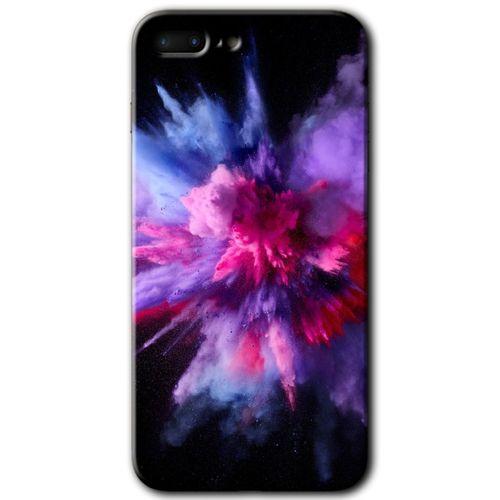 iPhone 8 Plus Kılıf Baskılı Kapak - Color Splash Purple + 5D Tam Kaplayan Cam