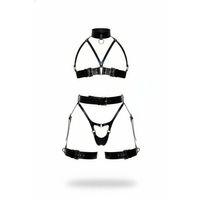 Siyah Harness Takım Deri Tokalı Gerdanlık Detaylı - Brf1378