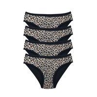 4 Adet Leopar Desenli Likralı Yumuşak Dokulu Kadın Slip Külot
