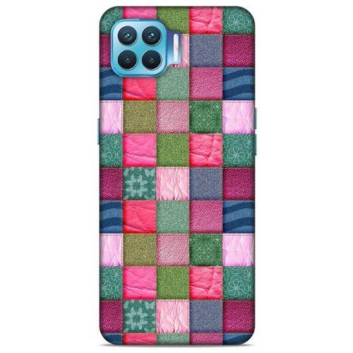 Oppo Reno 4 Lite Kılıf Patchwork (35) Fit Design Kılıf Toz Pembe Lacivert