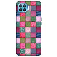 Oppo Reno 4 Lite Kılıf Patchwork (35) Fit Design Kılıf Toz Pembe Lacivert