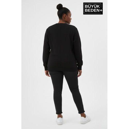 Kadın Büyük Beden MİLANO İTALiA Baskılı Bisiklet Yaka Sweatshirt SPR26BSWK956-9