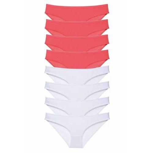 8 adet Eko Set Likralı Kadın Slip Külot Fuşya Beyaz