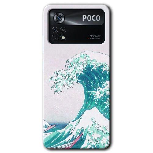MRCİLETİSİM Poco x4 Pro Kılıf HD Desen Baskılı Arka Kapak + Temperli Cam - Dalga