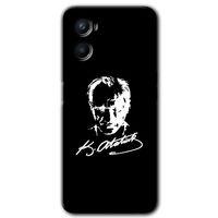 Oppo Reno 3 Kılıf HD Desen Baskılı Arka Kapak + Temperli Cam - Atatürk Silüet İmza