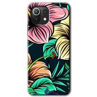 Xiaomi Mi 11 Kılıf HD Desen Baskılı Arka Kapak + Temperli Cam - Çizim Çiçekler