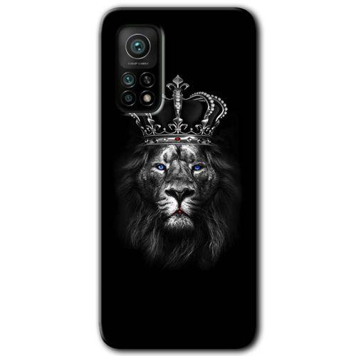 MRCİLETİSİM Xiaomi Mi 10T Pro Kılıf Kapak - King Lion +Hayalet Ekran Yandan Gözükmez