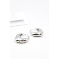 Oval Halka Küpe - Gümüş