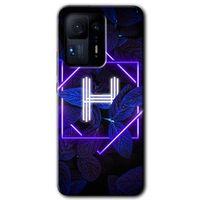 MRCİLETİSİM Xiaomi Mi Mix 4 Kılıf HD Desen Baskılı Arka Kapak+Temperli Cam - Dark Neon Yaprak H Harfi