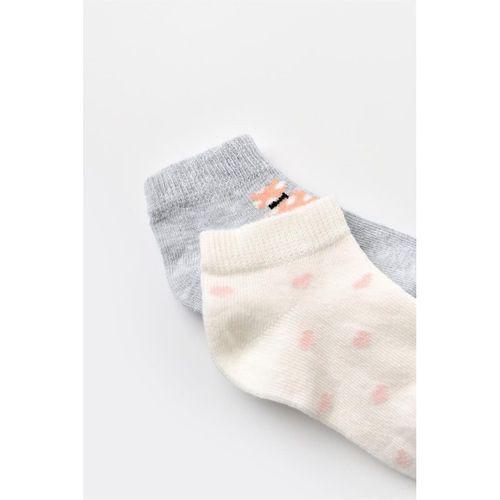 Bibaby Biorganic Cat 2'Li Yaş Patik Çorap 68427 Ekru Gri