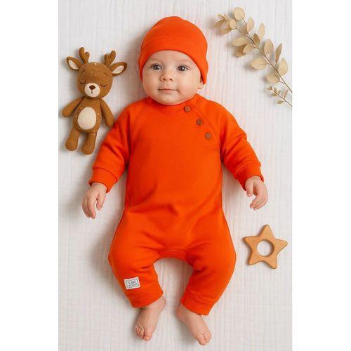 Kollu Düğme Detaylı Unısex Bebek Tulumu