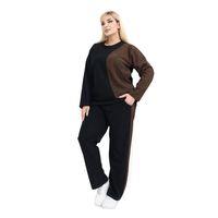 Melsay Butik Siyah Acı Kahve Fitilli Kadife Yarım Garni Kadın Eşofman Takımı