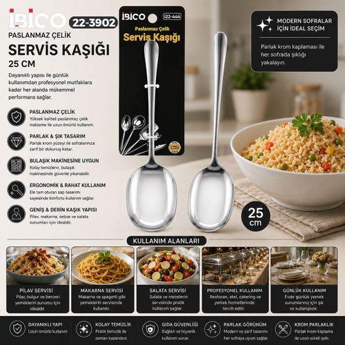 Krom 25 cm Metal Servis Kaşık