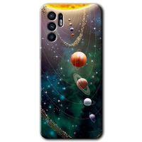 Oppo Reno 6 Kılıf HD Desen Baskılı Arka Kapak - Cosmos + Kırılmaz Cam