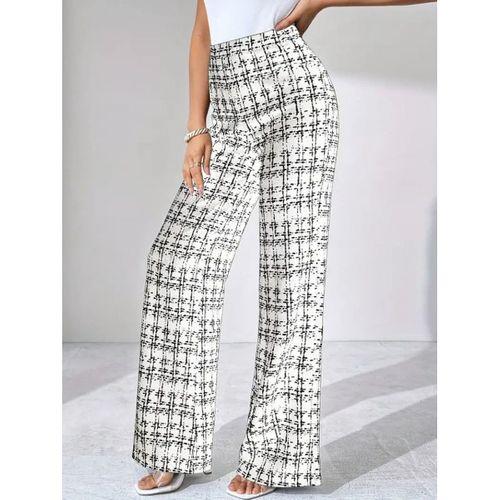 Kadın Yüksek Bel Paçaya Doğru Geniş Dokuma Pantolon