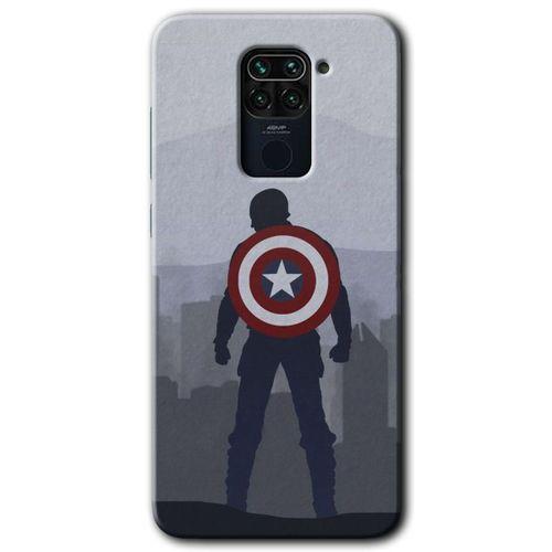MRCİLETİSİM Xiaomi Redmi Note 9 Kılıf Kapak - Captain Avenger +Hayalet Ekran Yandan Gözükmez