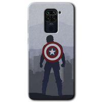 MRCİLETİSİM Xiaomi Redmi Note 9 Kılıf Kapak - Captain Avenger +Hayalet Ekran Yandan Gözükmez