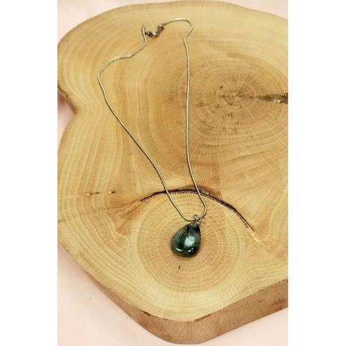 Labradorit Doğal Taşı Zincirli El Yapımı Kolye Uç: 2 cm Zincir: 20 cm Kutulu