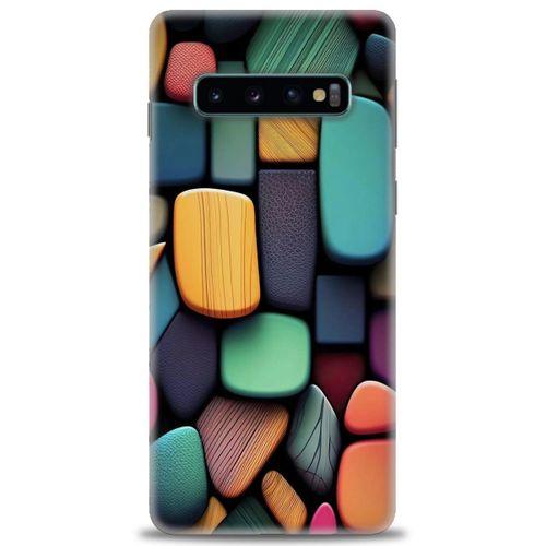 Samsung Galaxy S10 Kılıf HD Baskılı Kılıf - Renkli Taşlar + Tam Ekran Koruyucu
