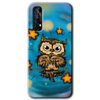 Realme 7 Kılıf HD Desen Baskılı Arka Kapak + Temperli Cam - Owl Bird Stars
