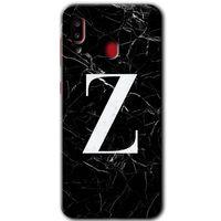Potkal Hediye Fabrikası Samsung Galaxy A20 Kılıf HD Desen Baskılı Arka Kapak - Siyah Mermer Desenli Z Harfi