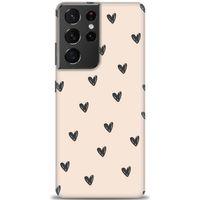 Samsung Galaxy S21 Ultra Kılıf HD Baskılı Kılıf - Minik Kalpler + Tam Ekran Koruyucu