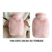 Sıcak Su Torbası Yan Cepli Pembe  Peluş Termofor 27X17X2Cm  1 Litre