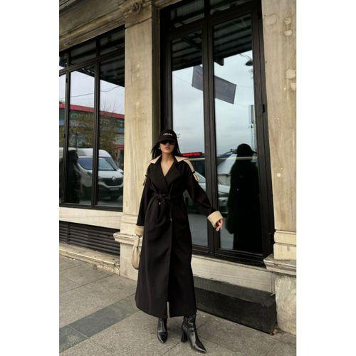 KABAN YAKA VE MANŞET BEJ RENKLİ - Siyah