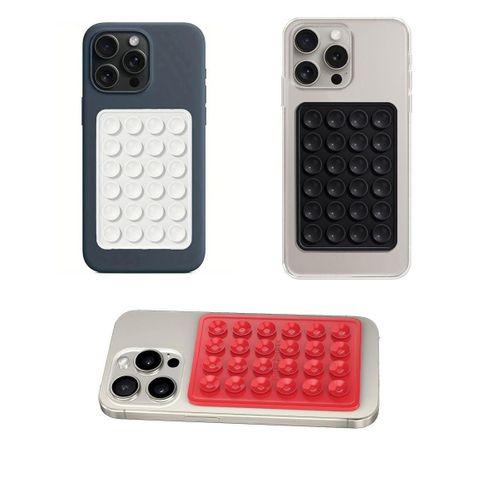 Telefon Arkası Silikon Vantuz Güçlü Tutucu Siyah - Beyaz - Kırmızı 3 Lü Set