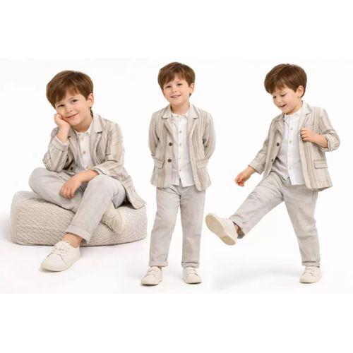 1-5 Yaş Müslin Gömlekli Keten 3 Parça Çocuk Takımı