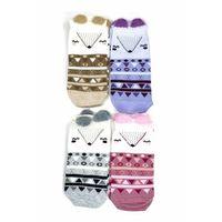 4 Çift Yumuşak Ponpon 3 Boyut Kulaklı Desenli Pamuklu Kadın Bilek çorap