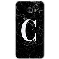 Potkal Hediye Fabrikası Samsung Galaxy C9 Pro Kılıf HD Desen Baskılı Arka Kapak - Siyah Mermer Desenli C Harfi