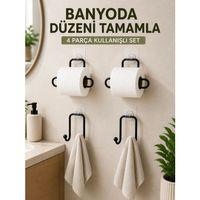 Banyo Ve Mutfak İçin 4 Parça Set 2 Adet Kağıtlık 2 Adet Havlu Askısı