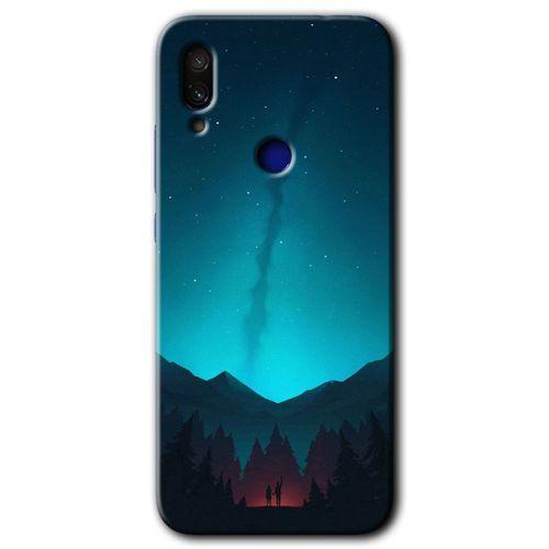 MRCİLETİSİM Xiaomi Redmi Note 7 Kılıf HD Desen Baskılı Arka Kapak+Temperli Cam - Night Fores Mount