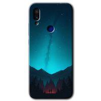 MRCİLETİSİM Xiaomi Redmi Note 7 Kılıf HD Desen Baskılı Arka Kapak+Temperli Cam - Night Fores Mount