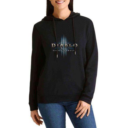 Diablo Baskılı Siyah Kadın Kapşonlu Sweashirt