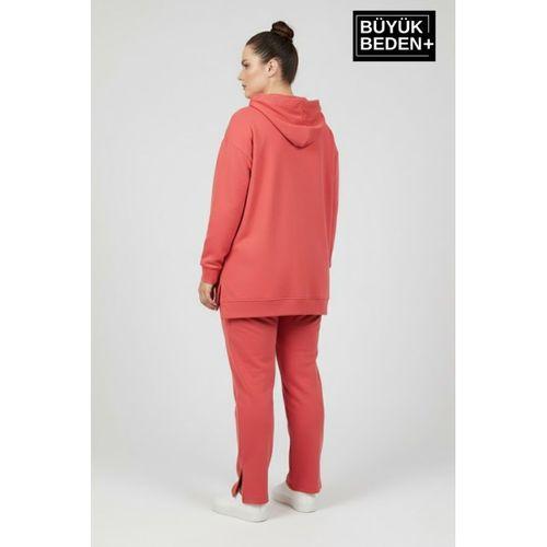 Büyük Beden Kapşonlu Tunik Sweatshırt SPR26BTK991