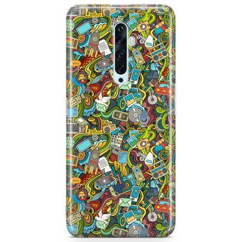 Oppo Reno2 Z 2019 Kılıf Doodle Bilgisayar Cep Telefonu Arka Kapak Koruma Desenli Full Koruyucu