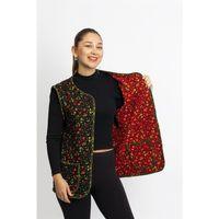 Kolsuz Meryem Çift Taraflı Cepli Pazen Kışlık Yelek Çiçek Siyah/Bordo ÇiçekSyh