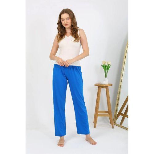 Kadın Penye Düz Tek Alt Pijama Mavi