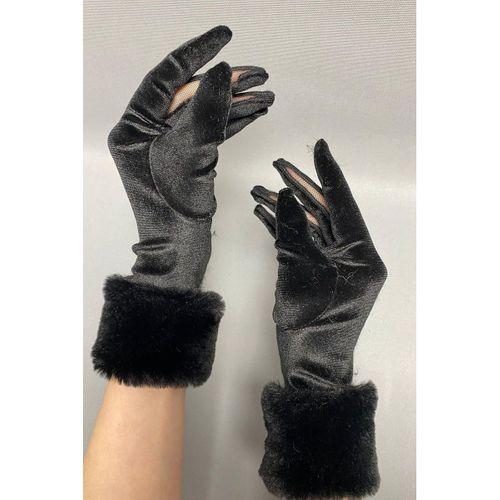 İpek Kadife Kürklü Eldiven