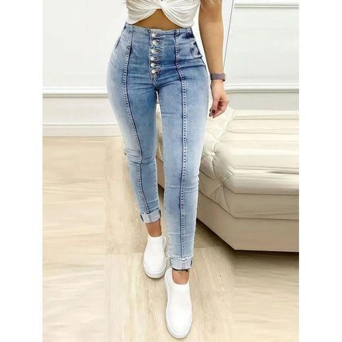 Kadın Yüksek Bel önden Düğmeli Jean Pantolon