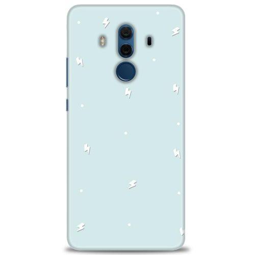 Huawei Mate 10 Pro Kılıf HD Baskılı Kılıf - Beyaz Şimşekler + Tam Ekran Koruyucu