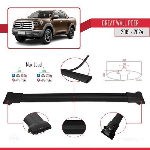 Great Wall Poer 2019 ve Sonrası ile Uyumlu FLY Model Ara Atkı Tavan Barı SİYAH