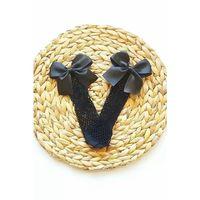 Siyah Fileli Diz Altı Fiyonklu Kız Çocuk Çorap