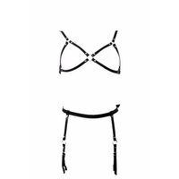 Siyah Harness Takım Suni Deri Jartiyer Detaylı - Brf228